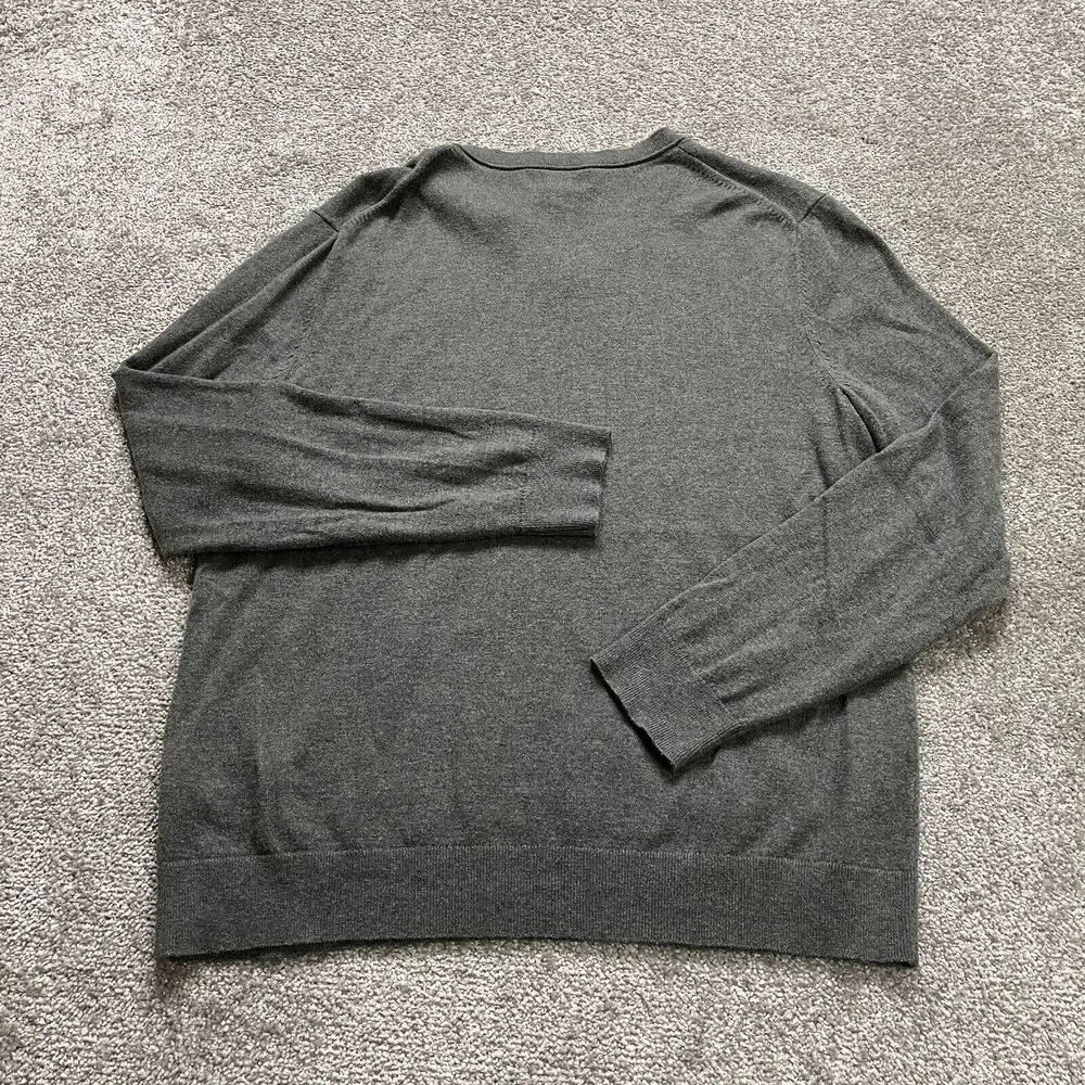 Banana Republic Sweater Mens Large Gray V Neck Premium Luxe Yarn Silk Cashmere